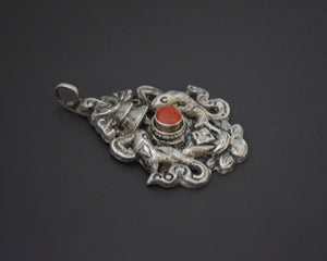 Nepali Ashtamangala Pendant with Coral