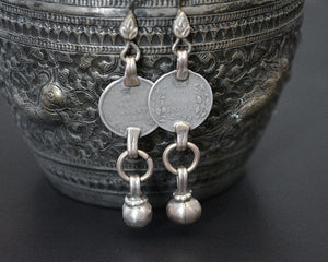 Indian Coin Dangle Earrings with Bell Dangle