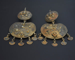 Huge Rajasthani Silver Gilded Dangle Earrings