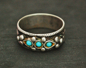 Antique Afghani Turquoise Band Ring - Size 9