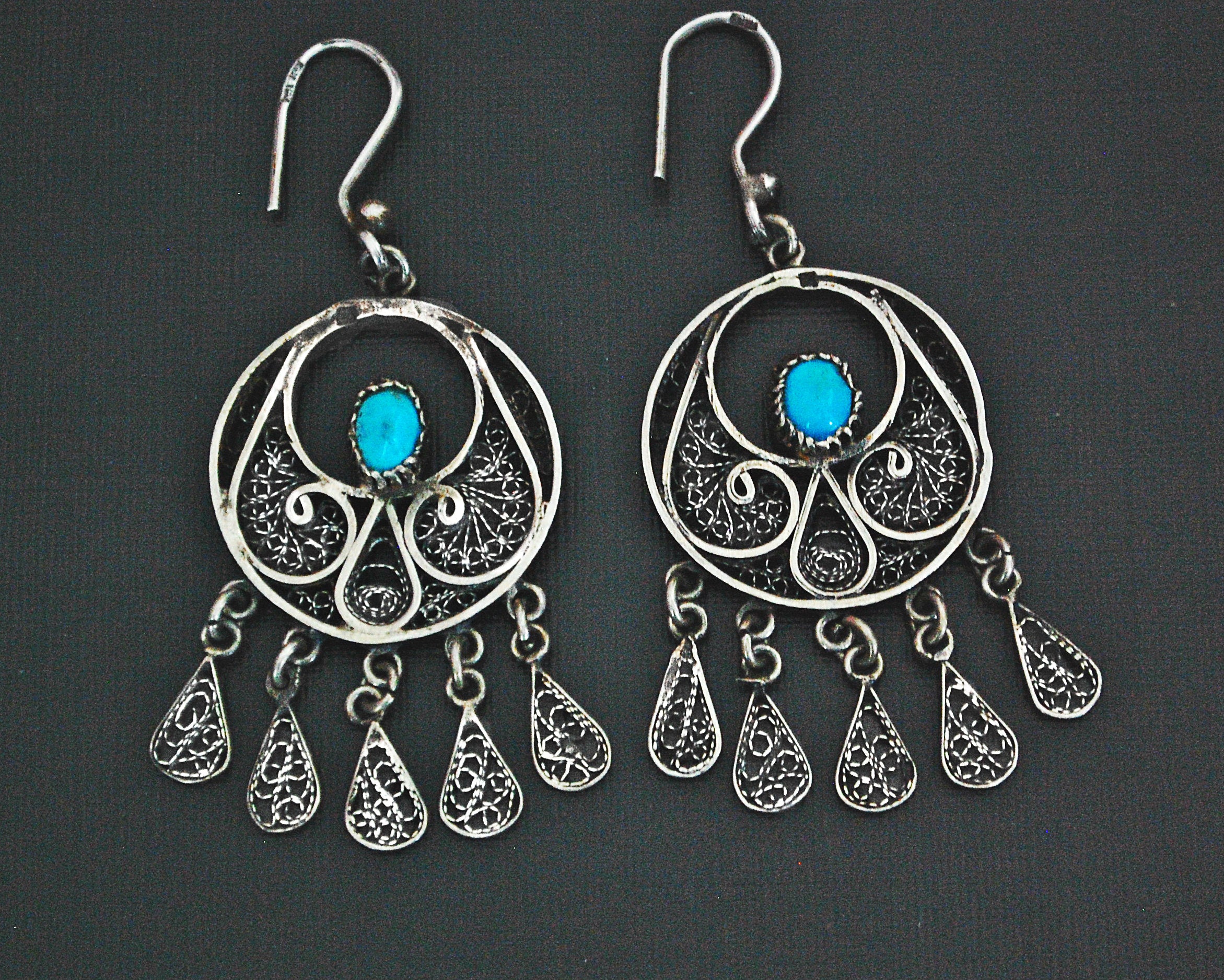 Egyptian Filigree Turquoise Earrings