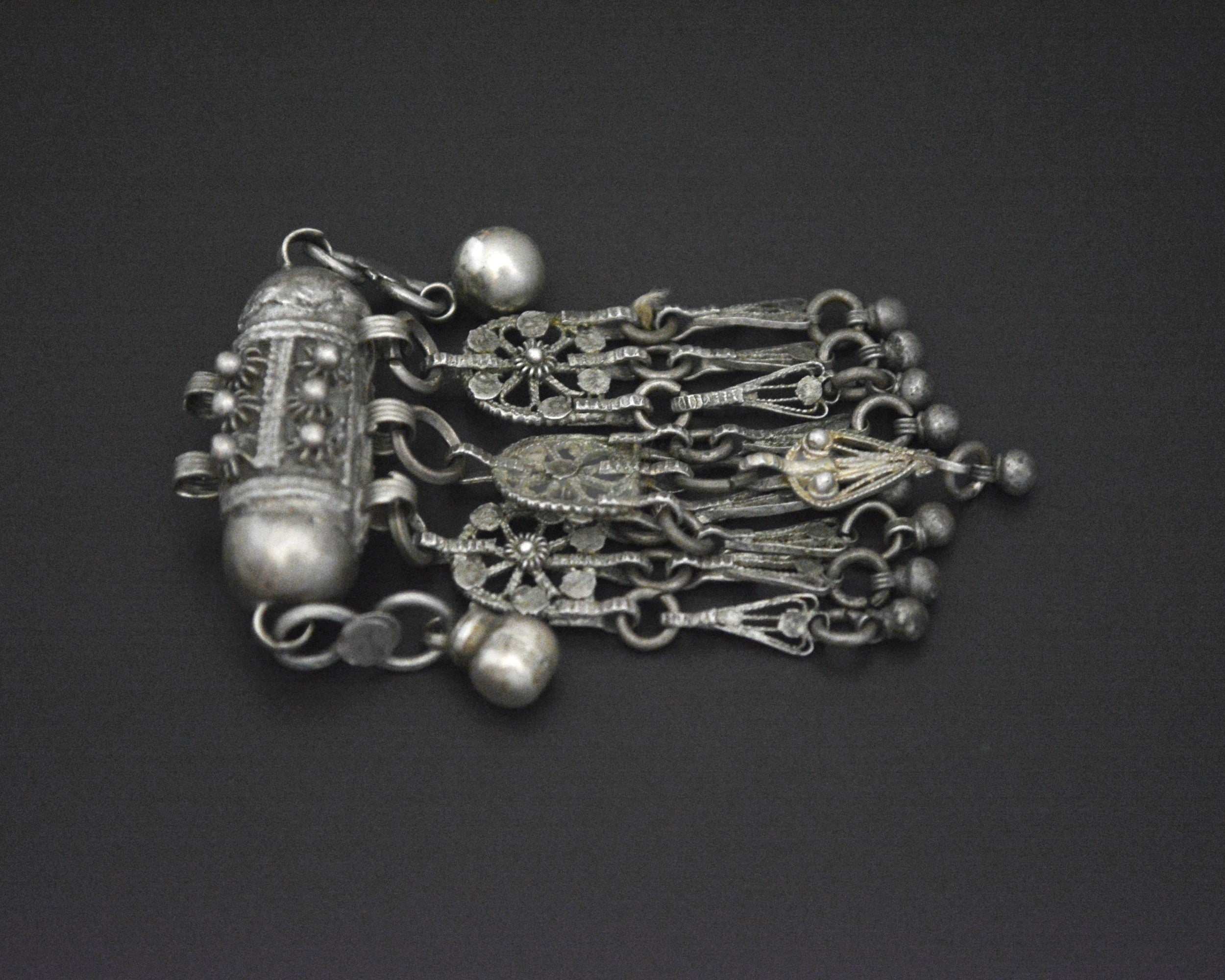 Yemeni Silver Hirz Pendant with Dangles