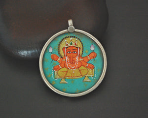 Indian Ganesha Painting Pendant Amulet