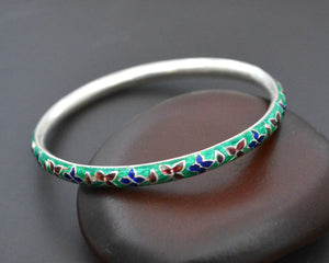 Indian Green Enamel Bangle Bracelet - SMALL