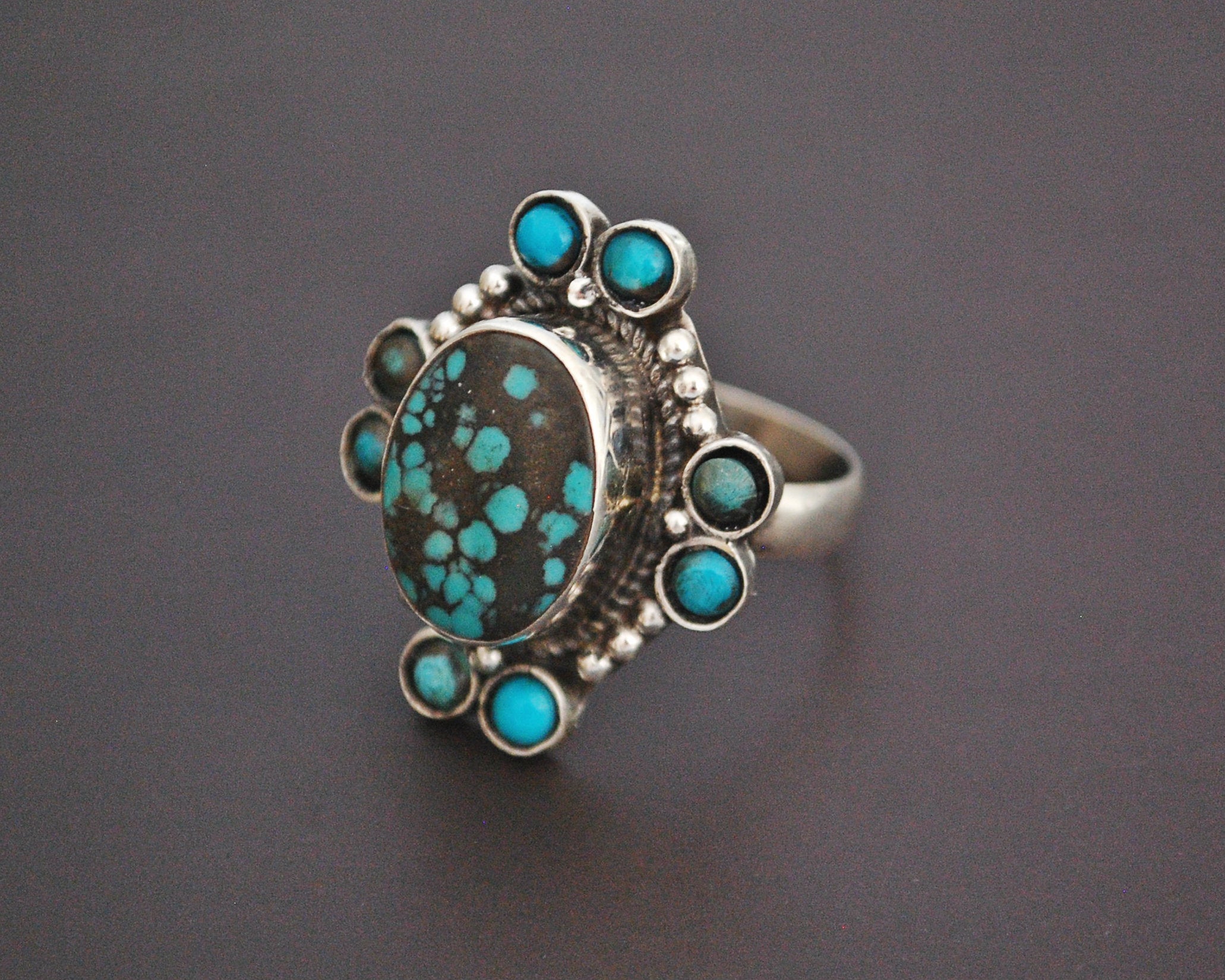 Ethnic Turquoise Ring from India - Size 9.5