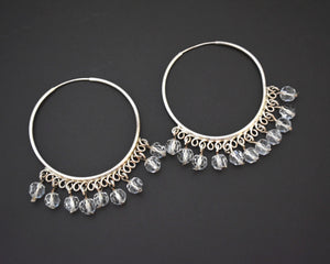 Large Ethnic Crystal Quartz Hoop Earrings