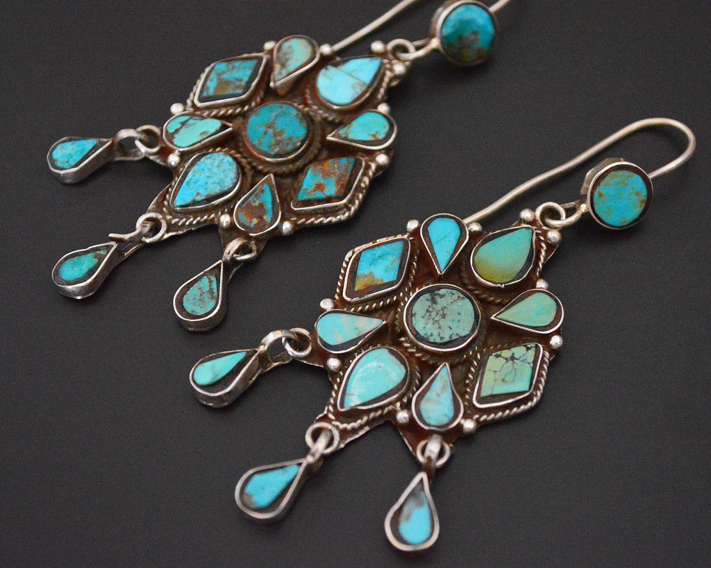 Wonderful Turquoise Earrings from India with Dangles