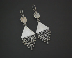 Long Rajasthani Silver Earrings with Dangles