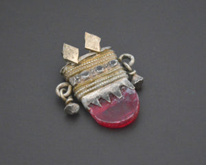 Yemeni Red Glass Pendant with Bells