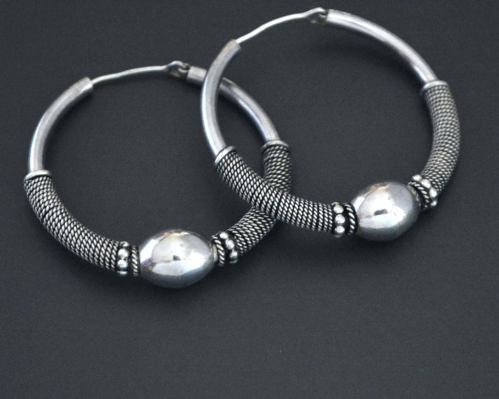 Large Ethnic Bali Hoop Earrings