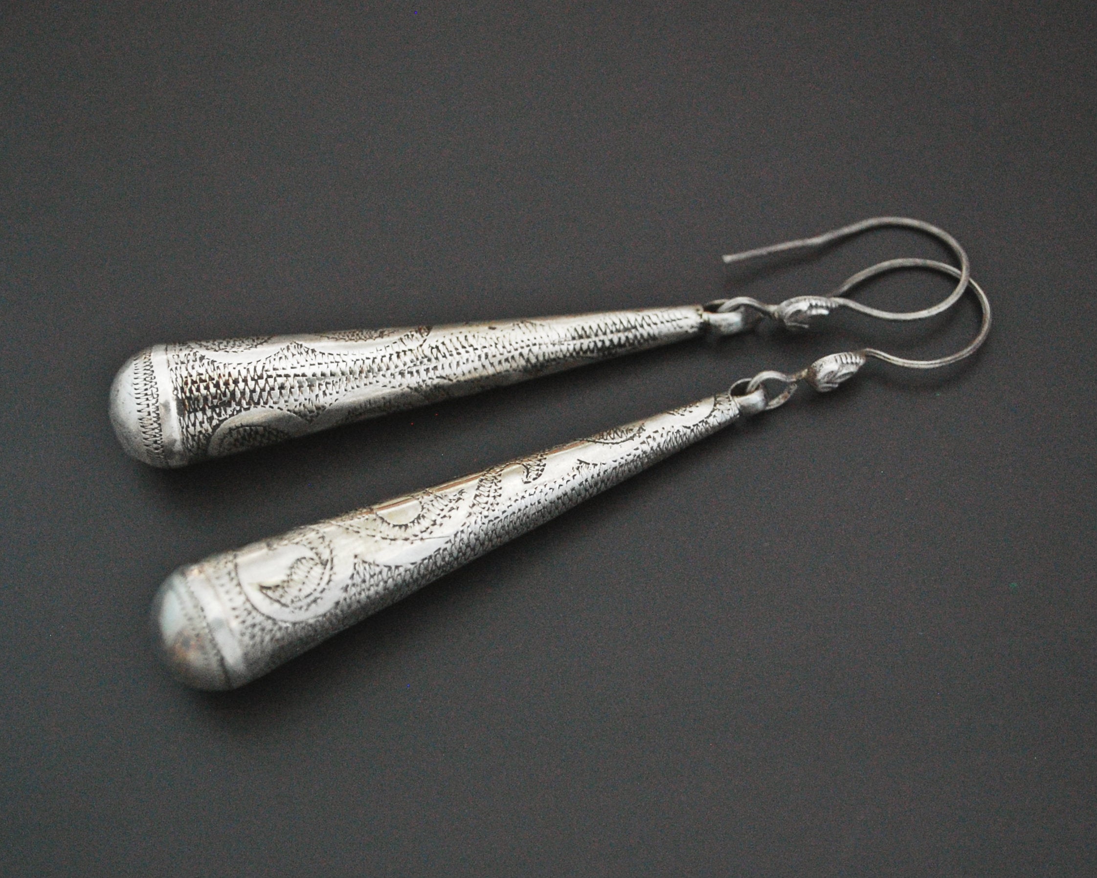 Silver Cone Dangle Earrings