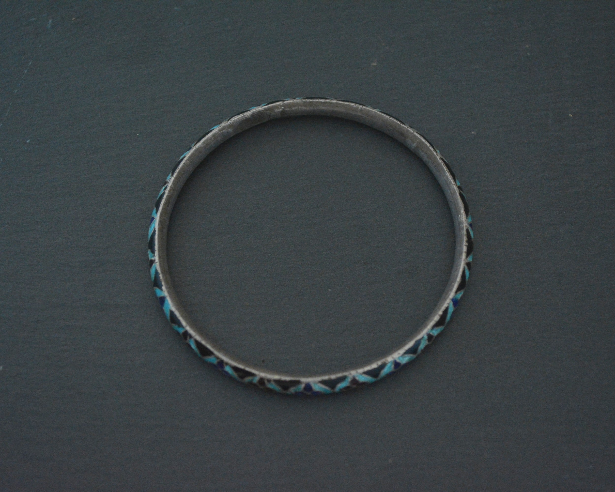 Indian Blue Enamel Bangle Bracelet - SMALL/MEDIUM