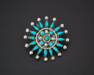 Zuni Petit Point Turquoise Pendant Brooch