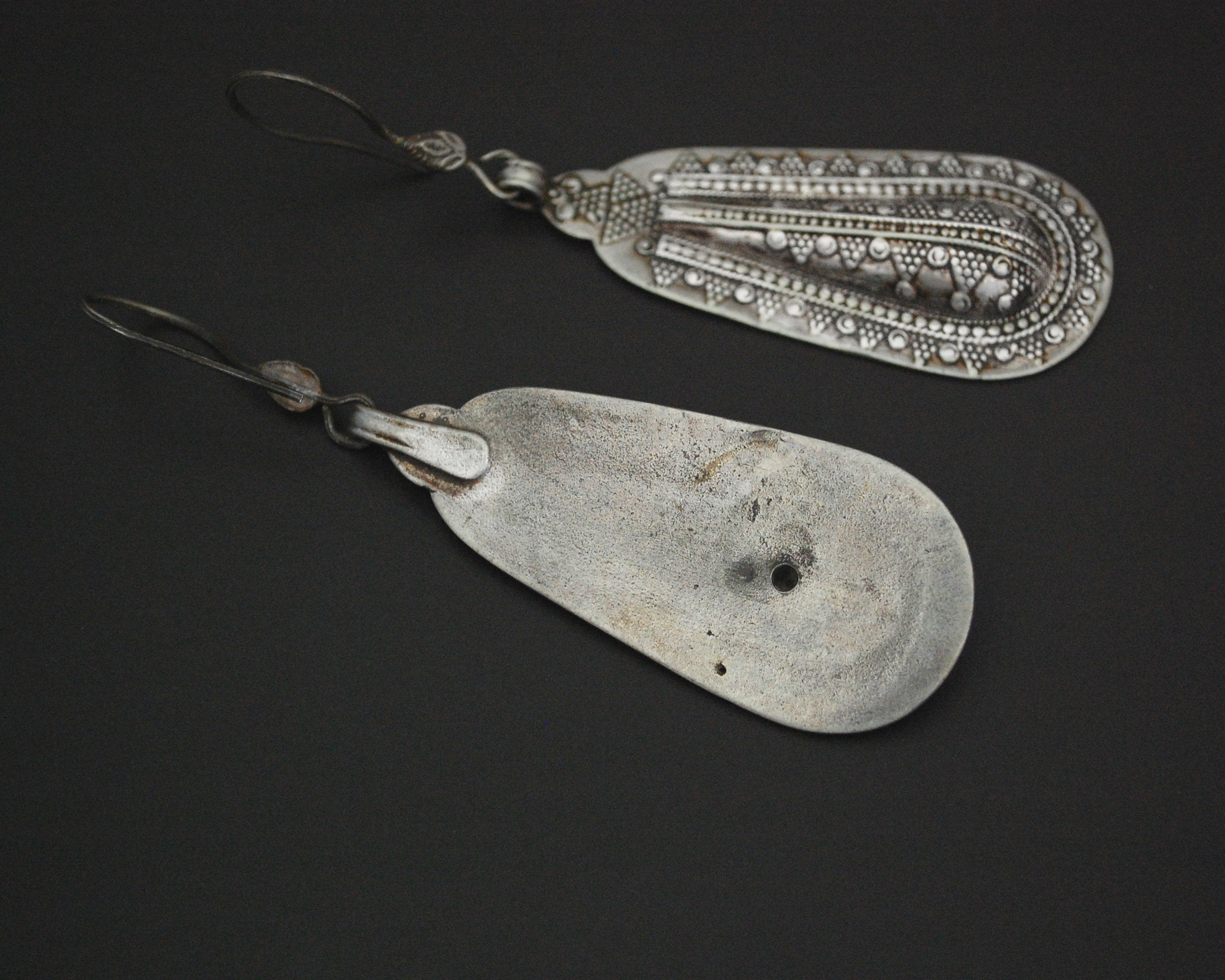 Vintage Long Kazakh Silver Earrings