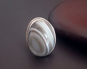 Ethnic Banded Agate Ring  - Size 6.25