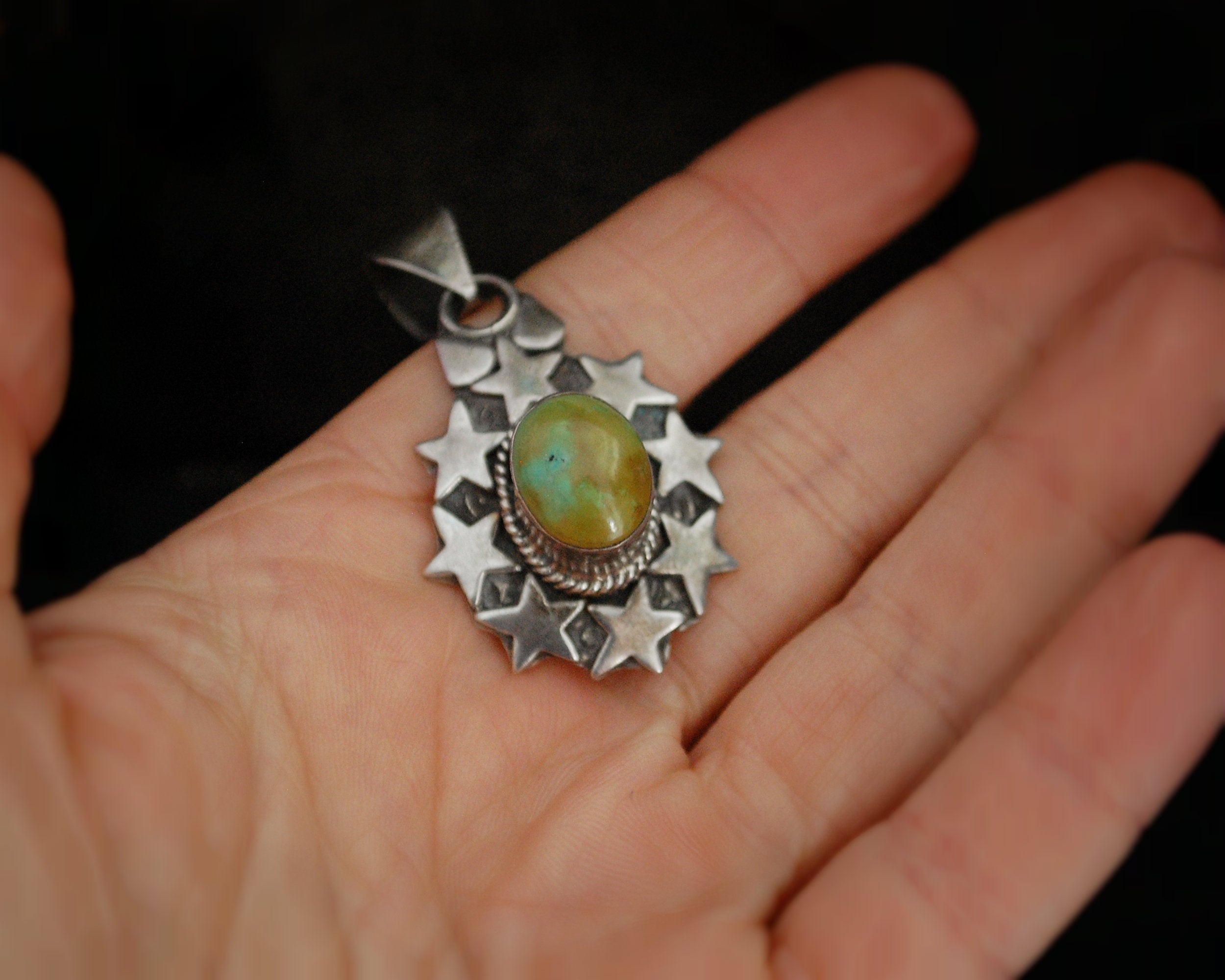 Nepali Turquoise Pendant with Stars