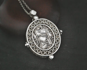 Arabic Script Locket Pendant on Silver Chain