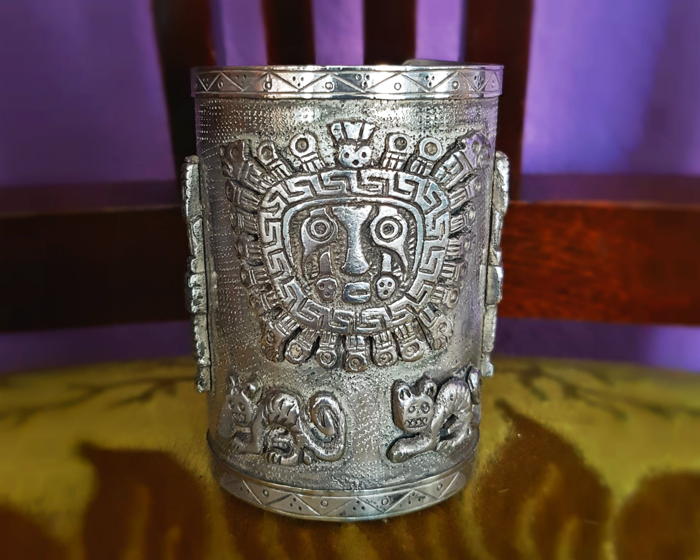 Large Peruvian Sterling Silver Cuff Bracelet