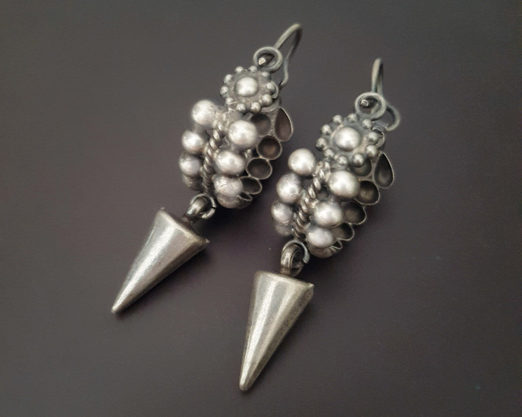 Ethnic Spike Hoop Earrings with Garnet