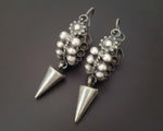 Ethnic Spike Hoop Earrings with Garnet