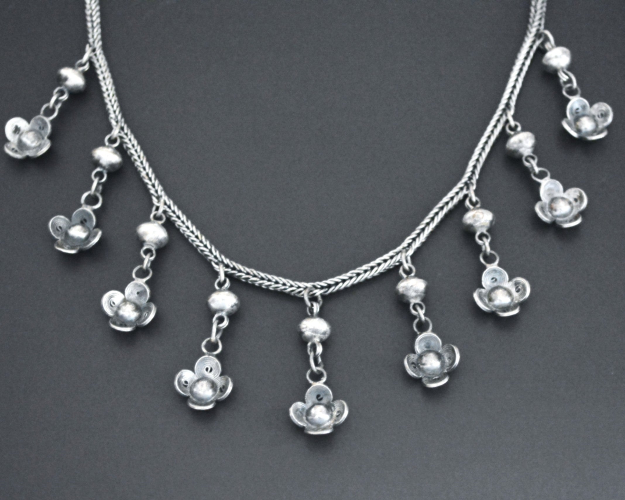 Bali Braided Snake Chain Necklace with Dangles