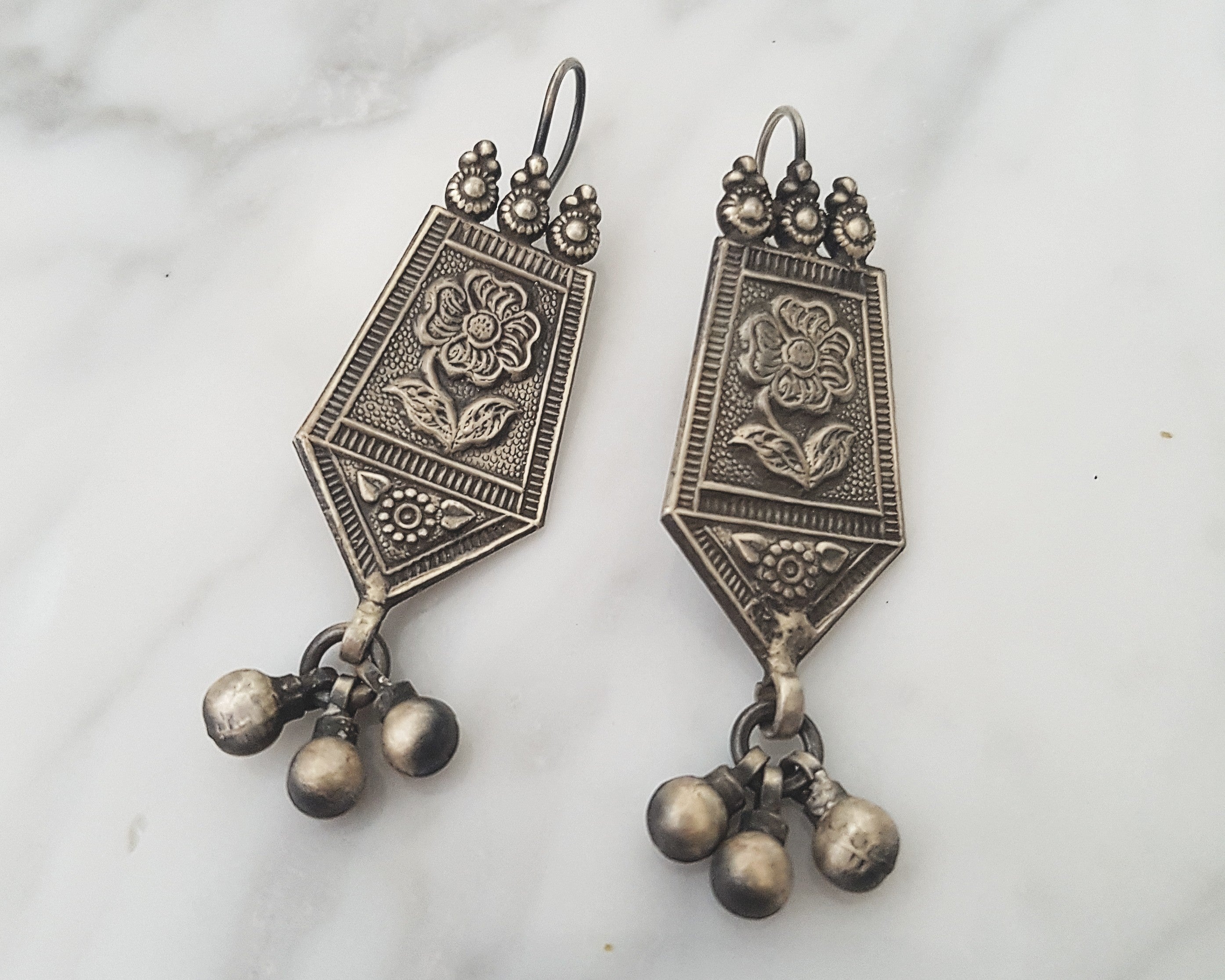 Rajasthani Flower Earrings with Bells
