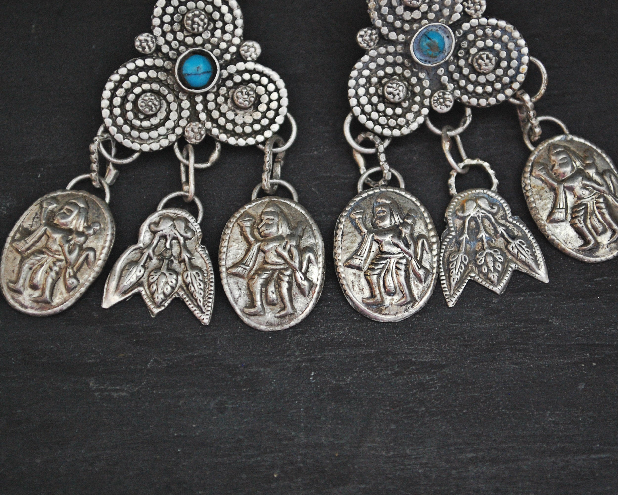 Vintage Afghani Earrings with Turquoise