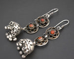 Indian Carnelian Jhumka Silver Earrings