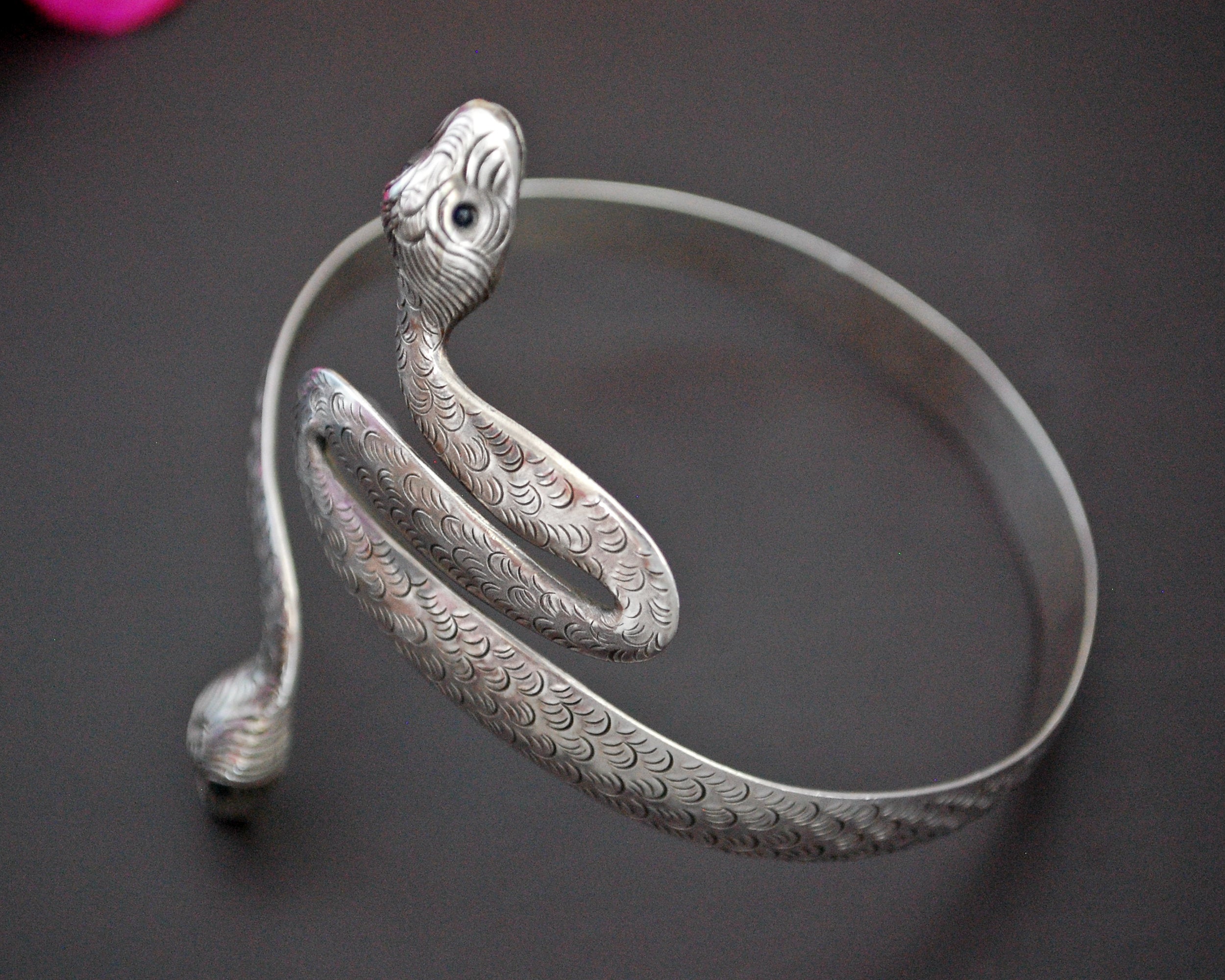 Double Snake Bracelet or Armlet with Onyx Eyes