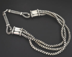 Heavy Bold Indian Silver Choker Three Strand Snake Chain Necklace