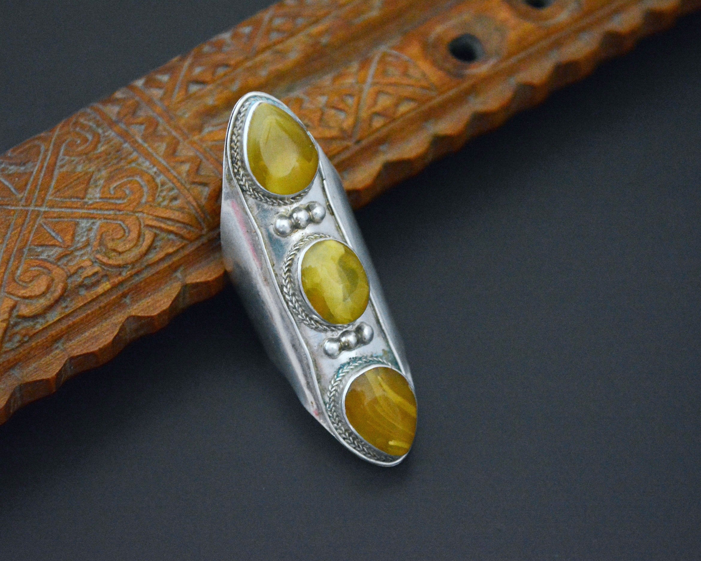 Vintage Nepali Amber Ring - Size 10.5
