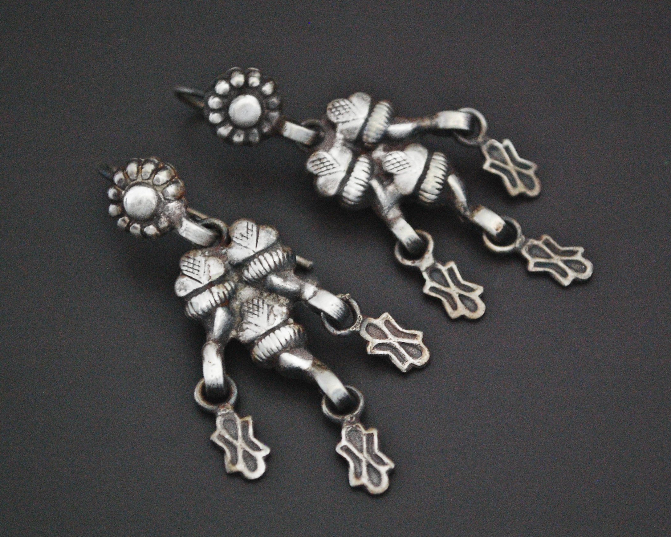 Rajasthani Silver Earrings with Dangles