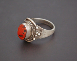 Vintage Nepali Coral Ring - Size 9.5
