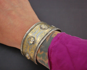 Pair Turkmen Gilded Silver Cuff Bracelets