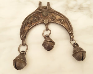 Old Crescent Amulet with Bells from Yemen