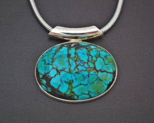 Turquoise Pendant on Sterling Silver Snake Chain