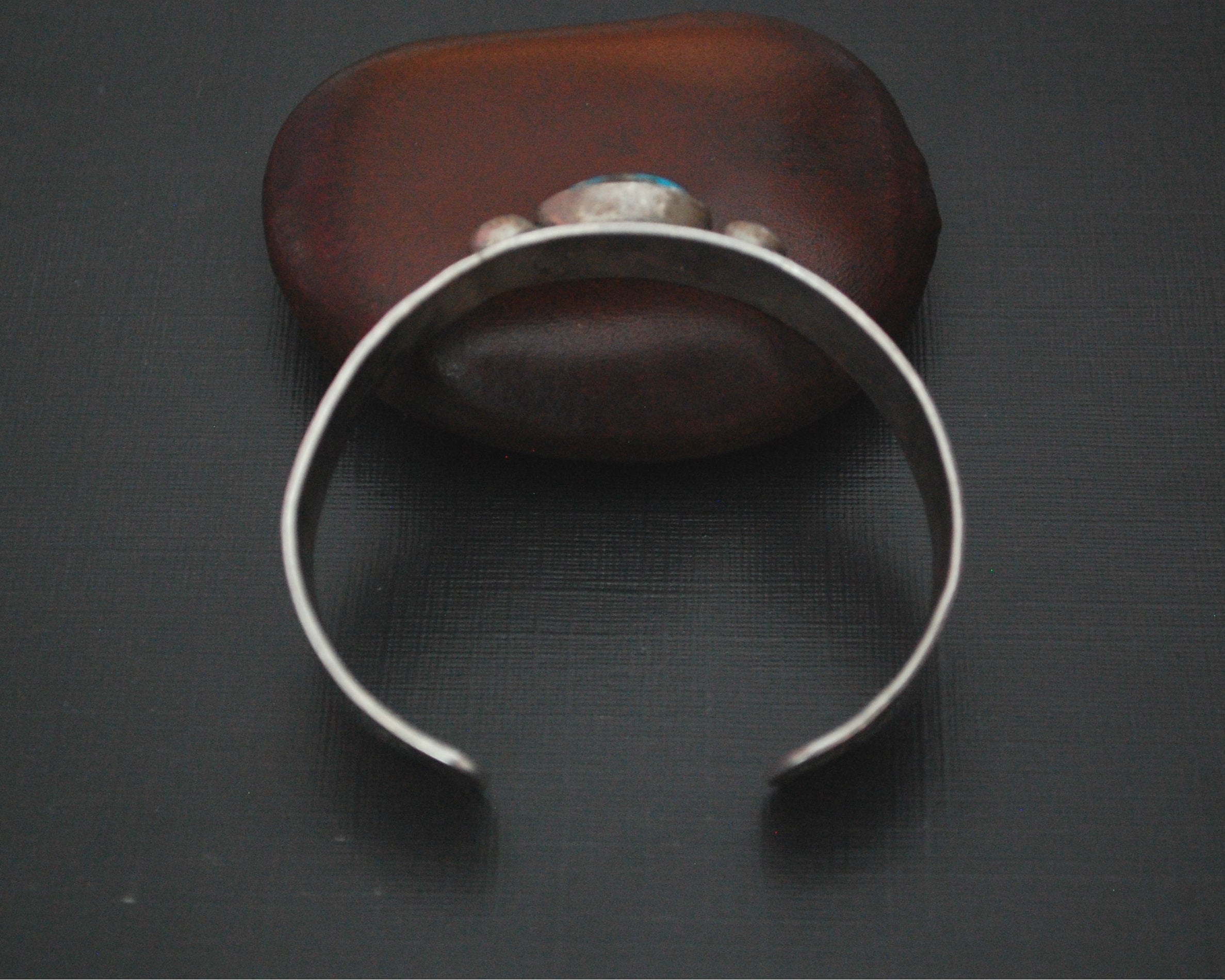 Old Navajo Stamped Turquoise Cuff Bracelet - SMALL