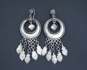 Long Indian Silver Earrings with Dangles