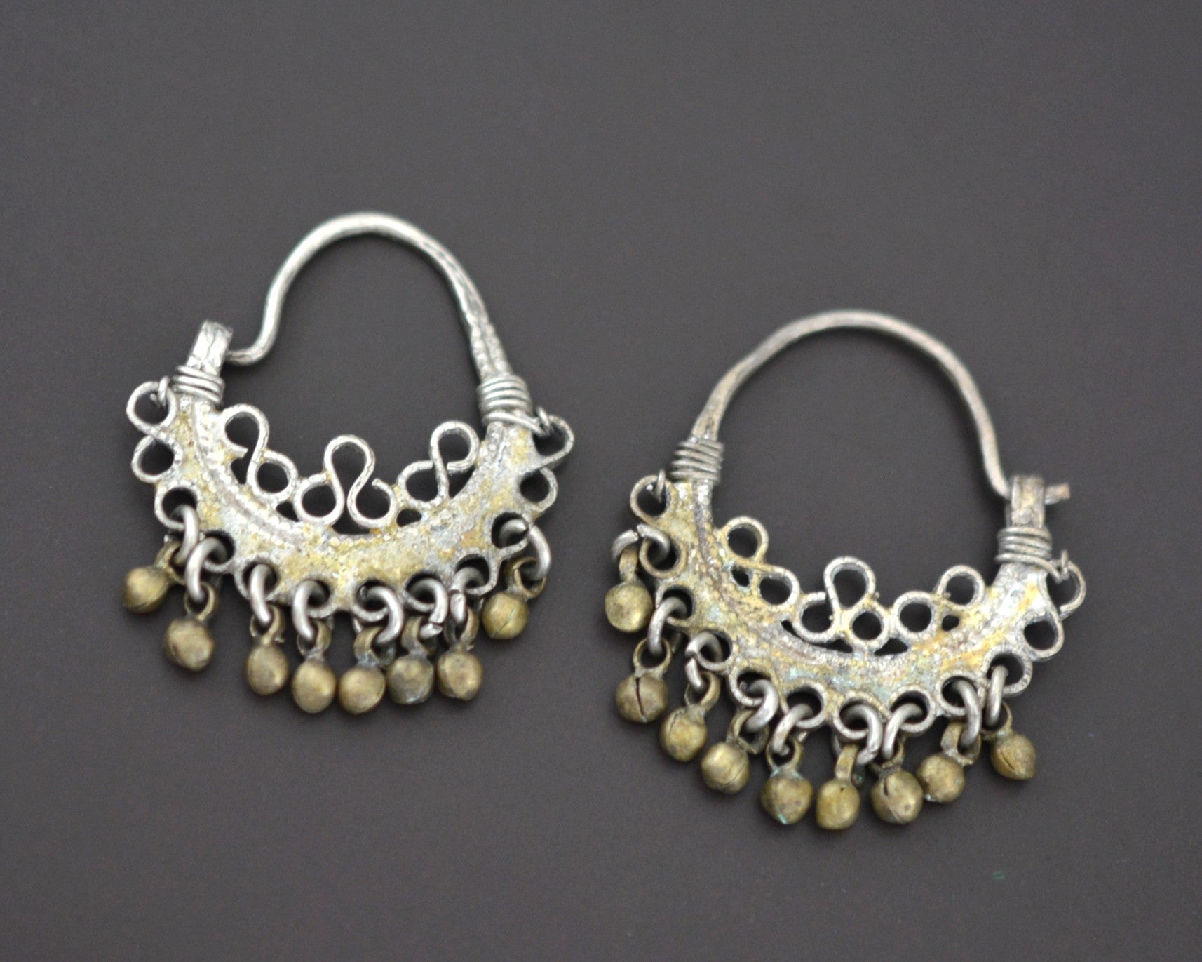 Afghani Hoop Earrings with Bells - SMALL