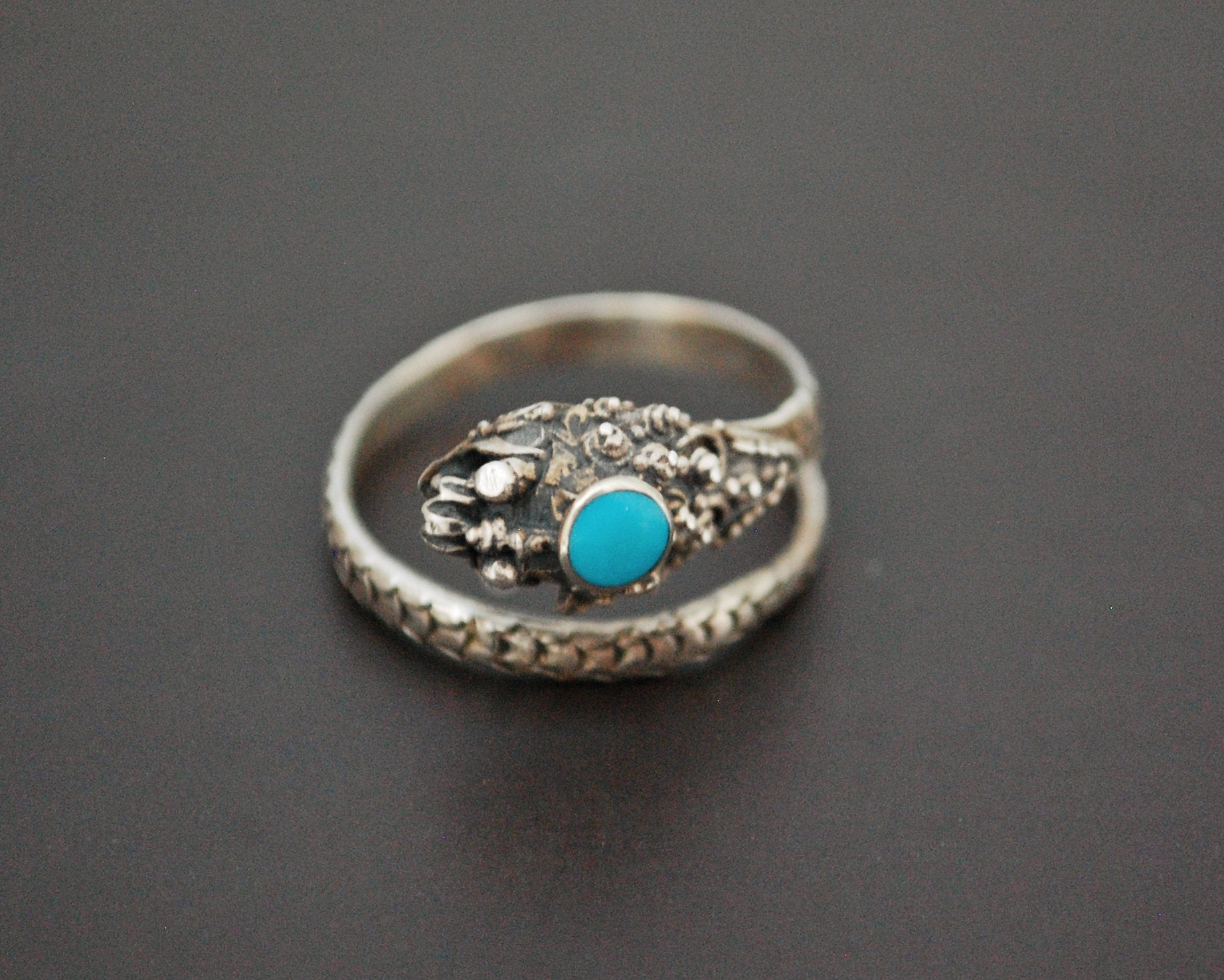 Dragon Turquoise Ring from Bali - Size 7 and Adjustable