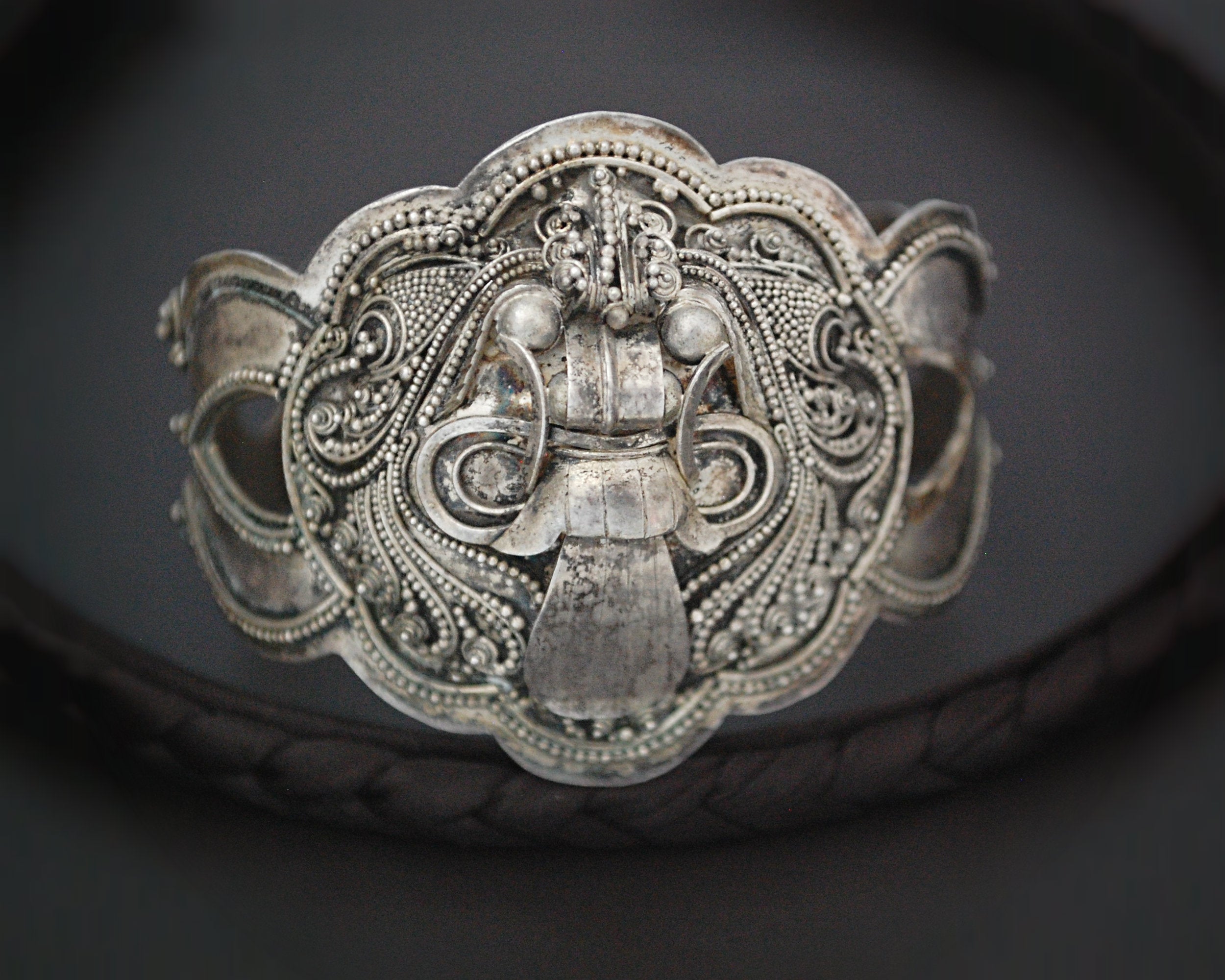 Old Silver Barong Cuff Bracelet from Bali