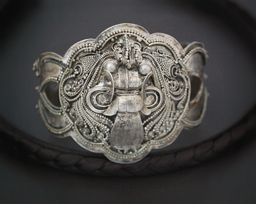 Old Silver Barong Cuff Bracelet from Bali