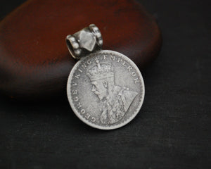 Antique Indian Half Rupee Coin Pendant 1936