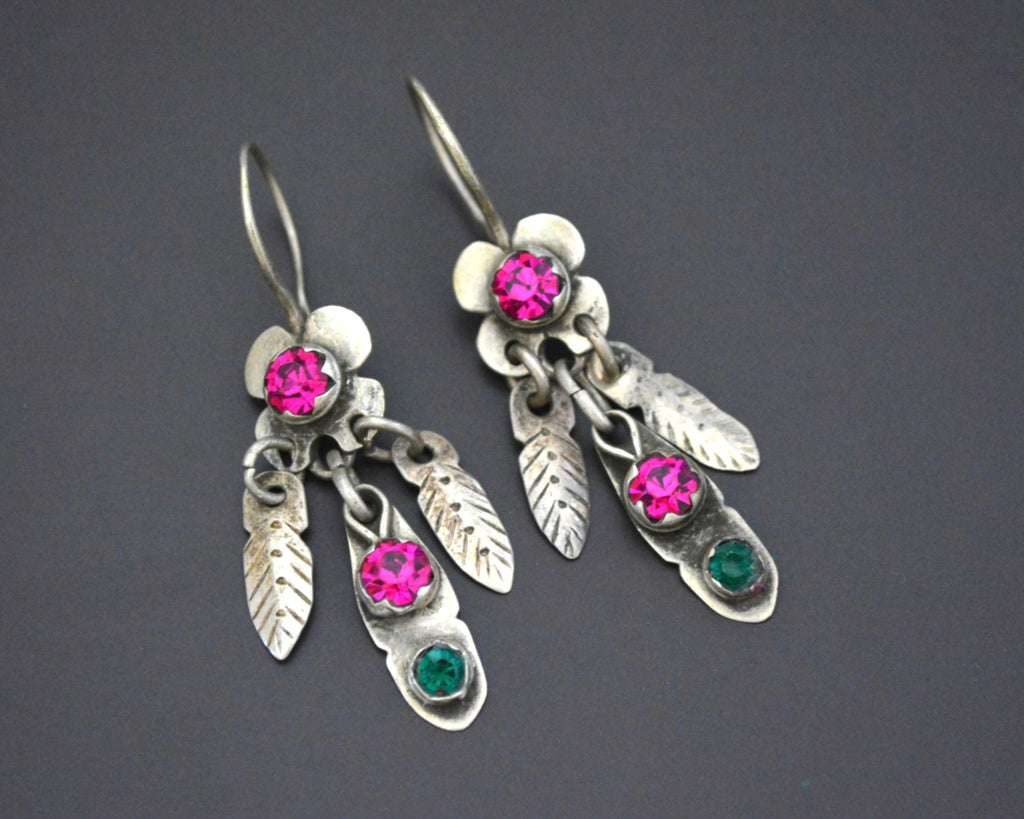 Afghani Earrings with Pink Glass Stones