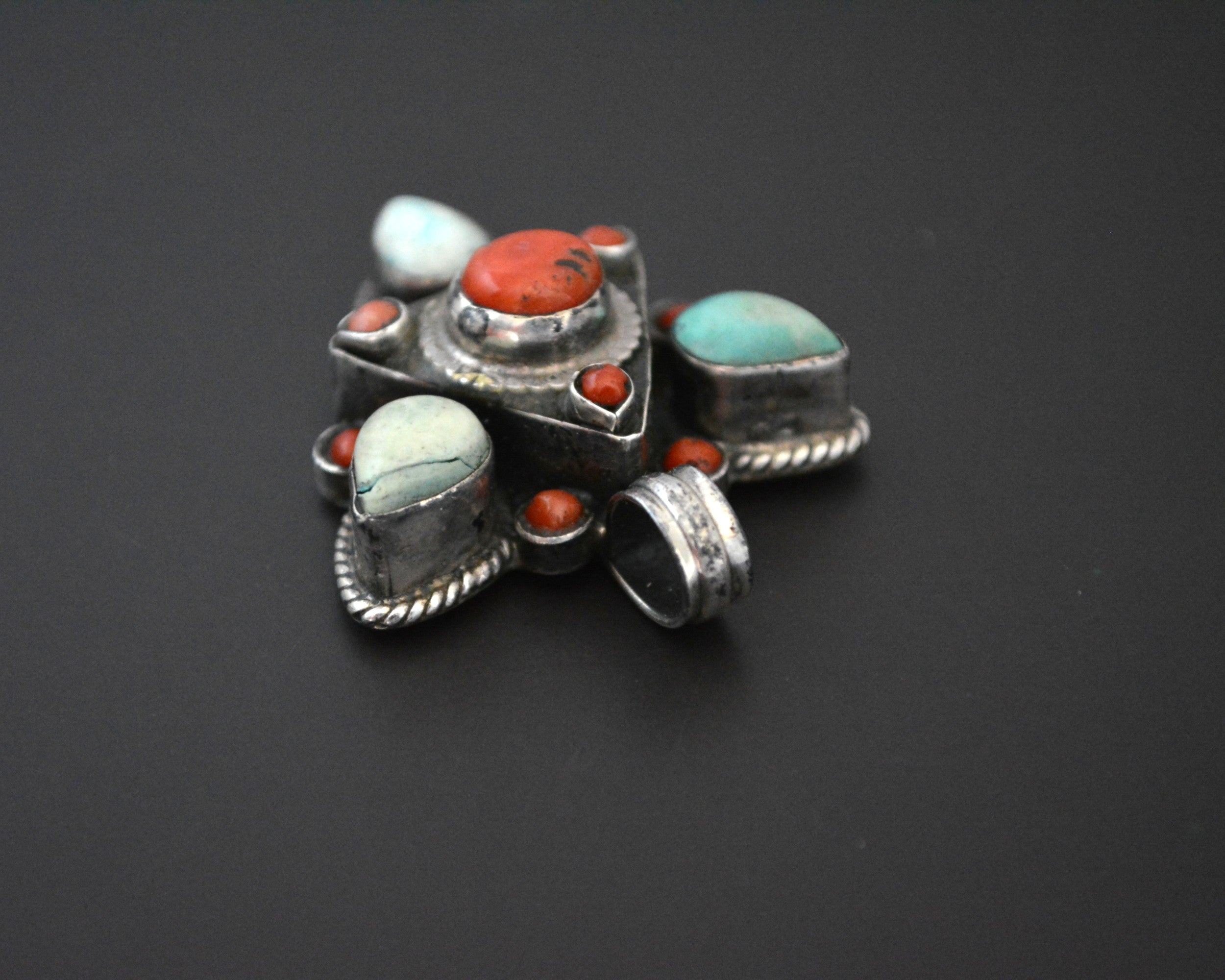 Nepali Turquoise Coral Pendant