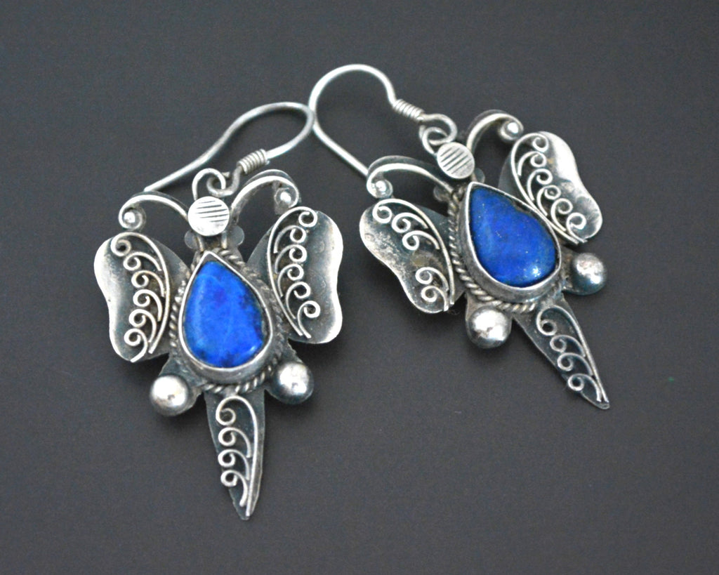 Indian Lapis Lazuli Butterfly Earrings