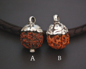 Rudraksha Bead Pendant with Silver Cap