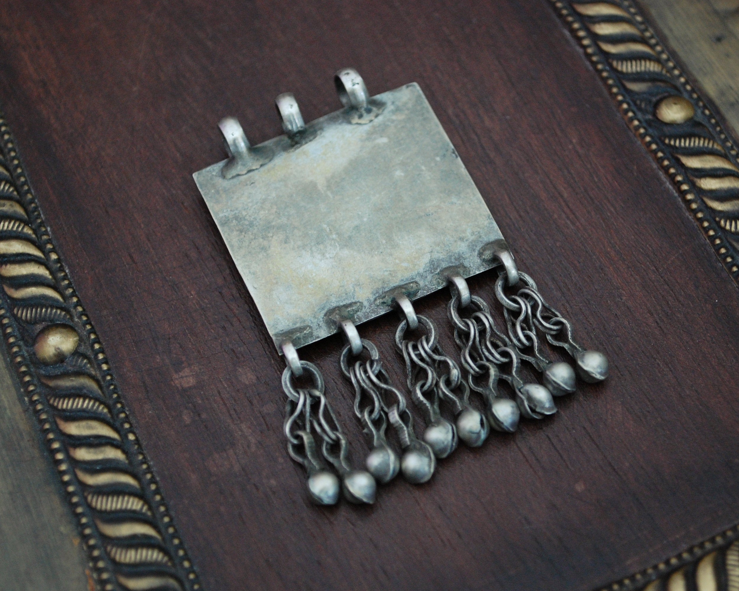 Antique Afghani Silver Pendant with Tassels