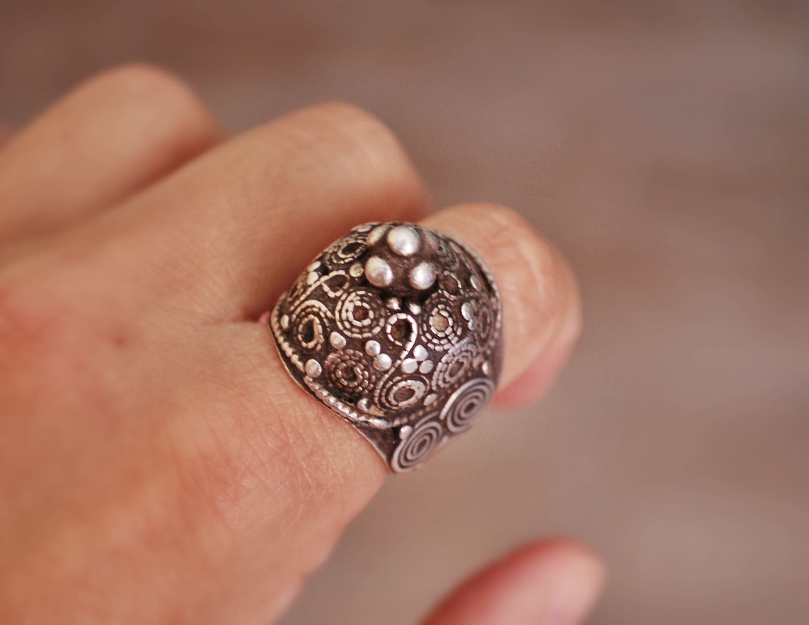 Antique Rajasthani Silver Ring - Size 8.5