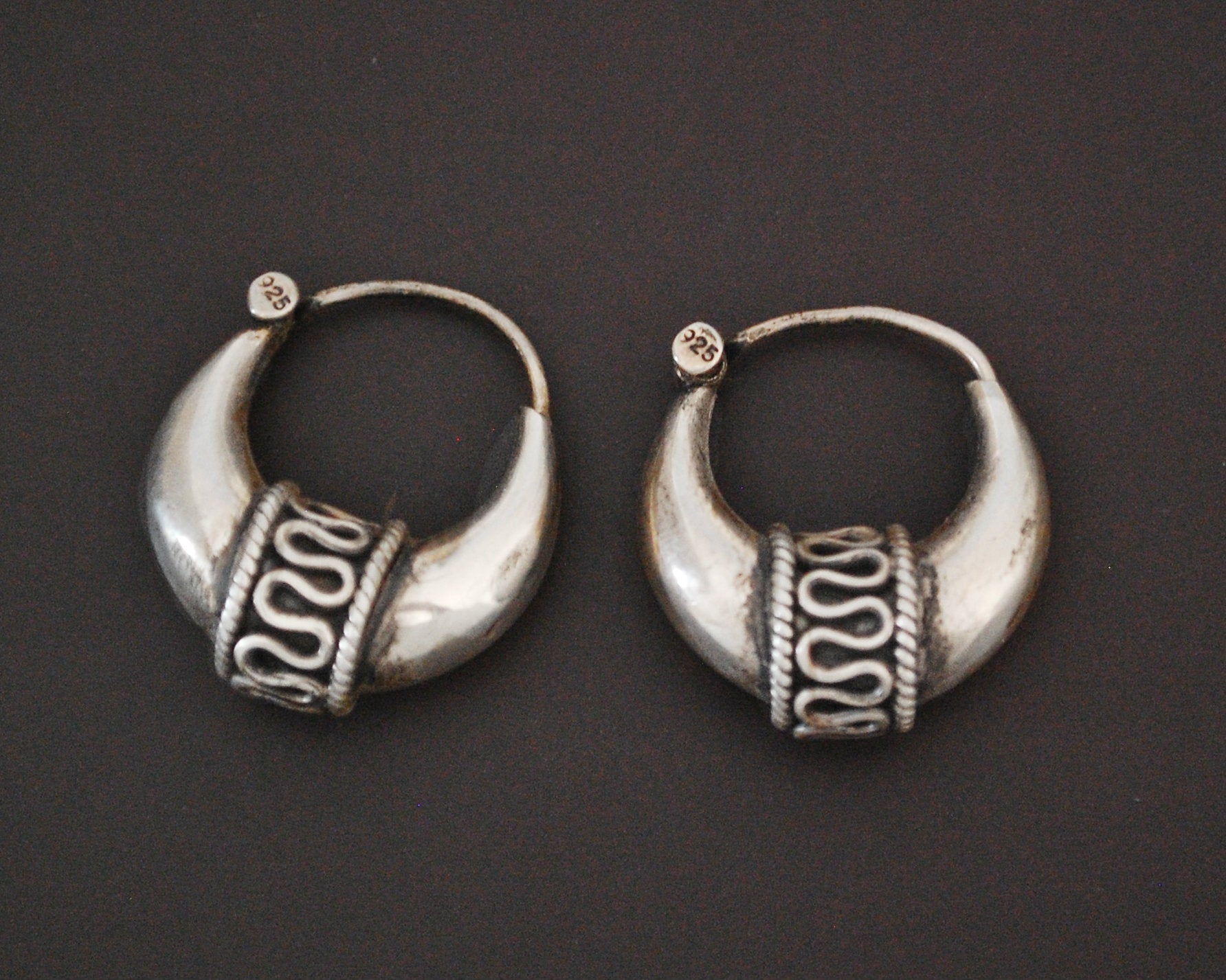 Ethnic Hoop Earrings with Wirework - SMALL